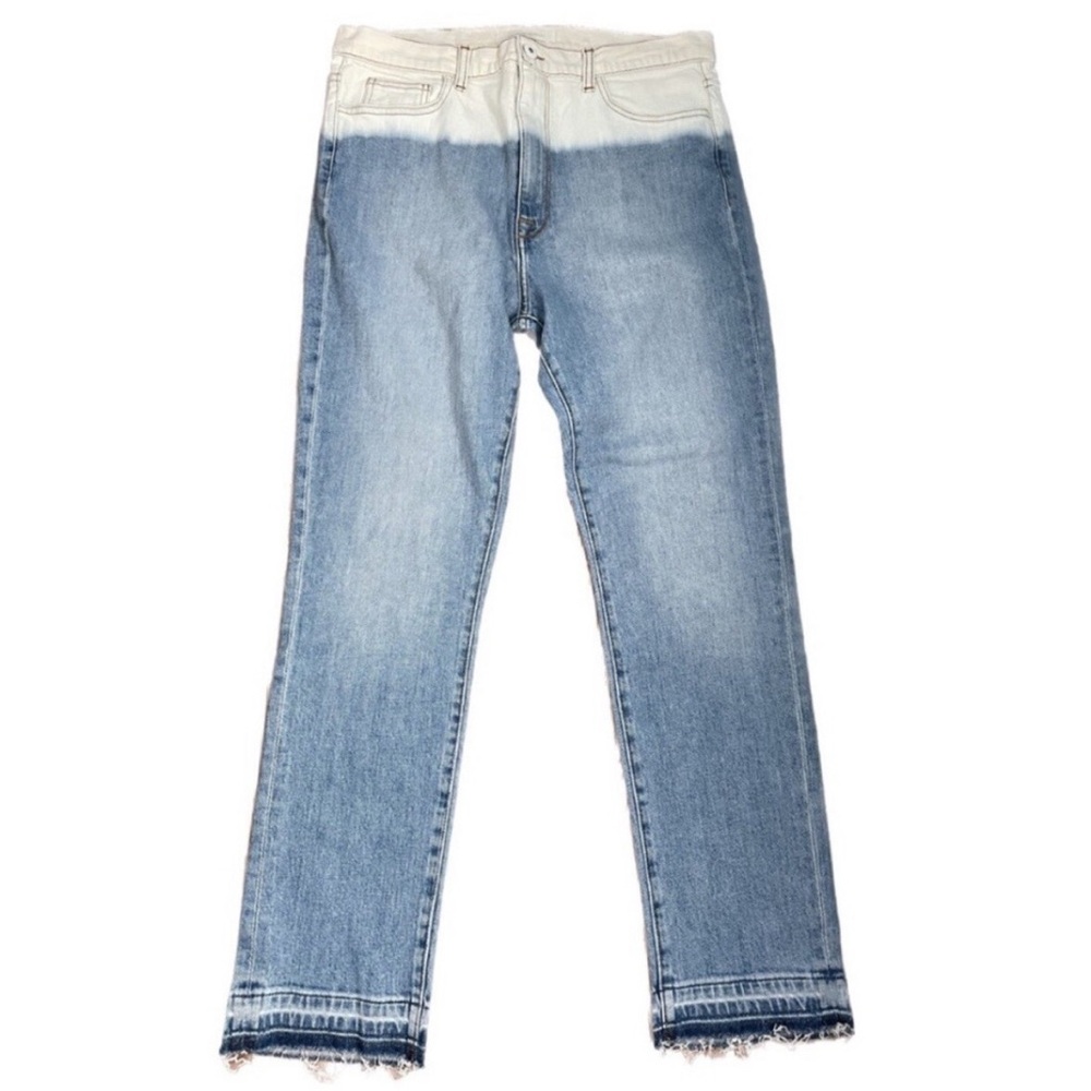 NWT Jonathan Simkhai High Rise Straight Leg Frayed Hem Jeans Size 26